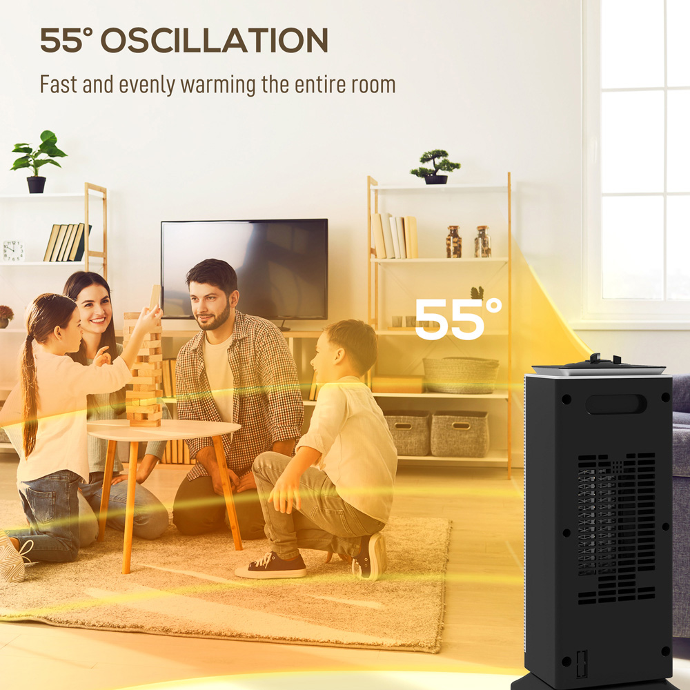 HOMCOM Black Ceramic Electric Heater with Fan 2000W Image 6