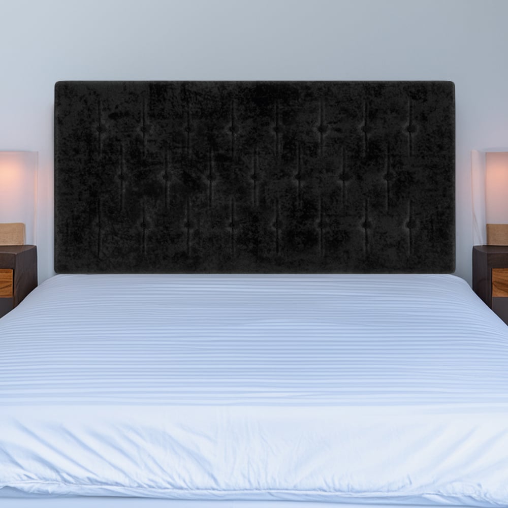 Bedmaster Single Black Naples Velvet Lona Buttoned Headboard Image 1