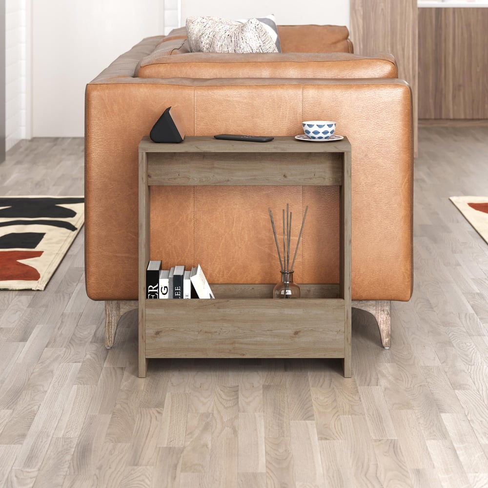 Decortie Simpi Oak Effect Side Table with Open Storage Shelf Image 5