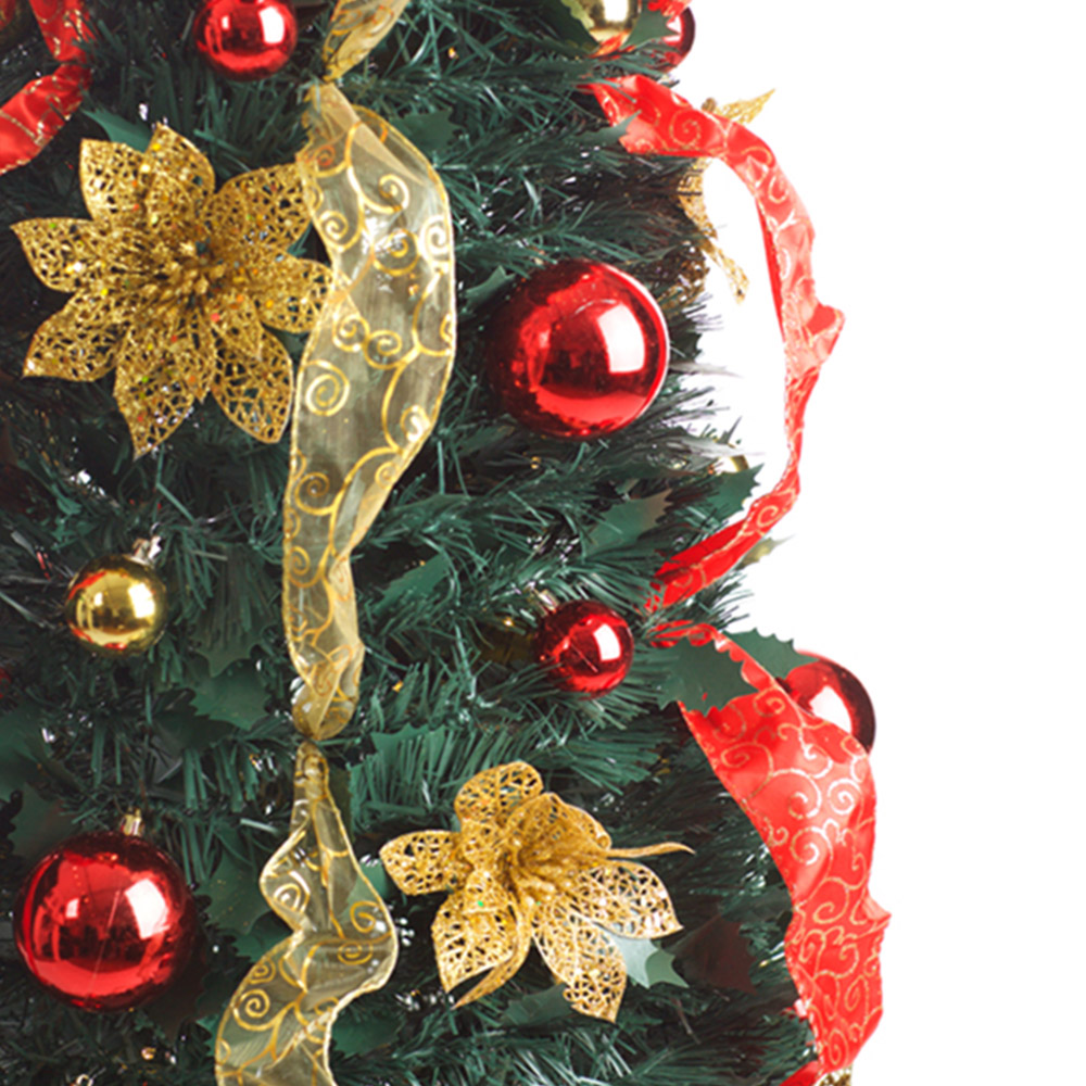Best Artificial Pre Lit Warm White LED Red and Gold Pop Up Artificial Christmas Tree 6ft Image 5