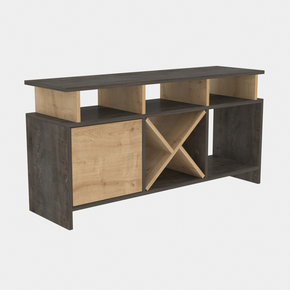 Decorotika Auburn Single Door 8 Shelf Wenge and Sapphire Oak TV Unit Image 4