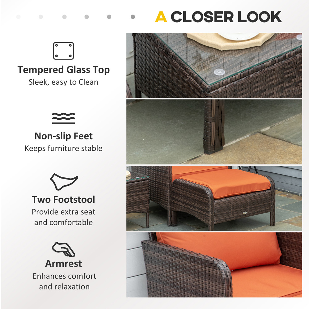 Outsunny 2 Seater Brown PE Rattan Sun Lounger Set Image 6