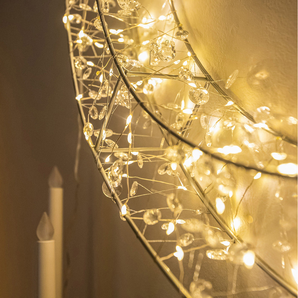 The Christmas Centre 800 Warm White LED Pre-Lit Silver Light-Up Bauble 90cm Image 4