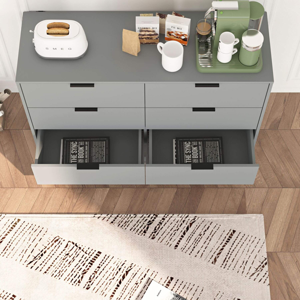 Home Source Phoenix 6 Drawer Grey Wide Chest of Drawers Image 6
