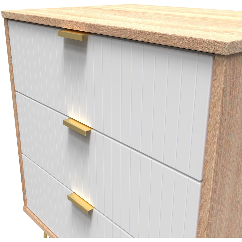 Crowndale 3 Drawer White Matt and Bardolino Oak Chest of Drawers Ready Assembled Image 5