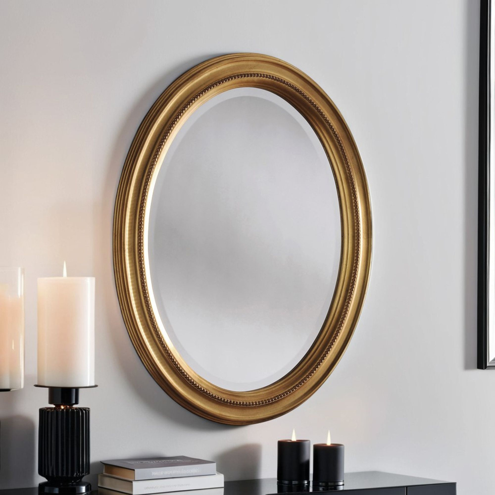 Yearn Gold Traditional Gilt Oval Wall Mirror 86 x 66cm Image 2