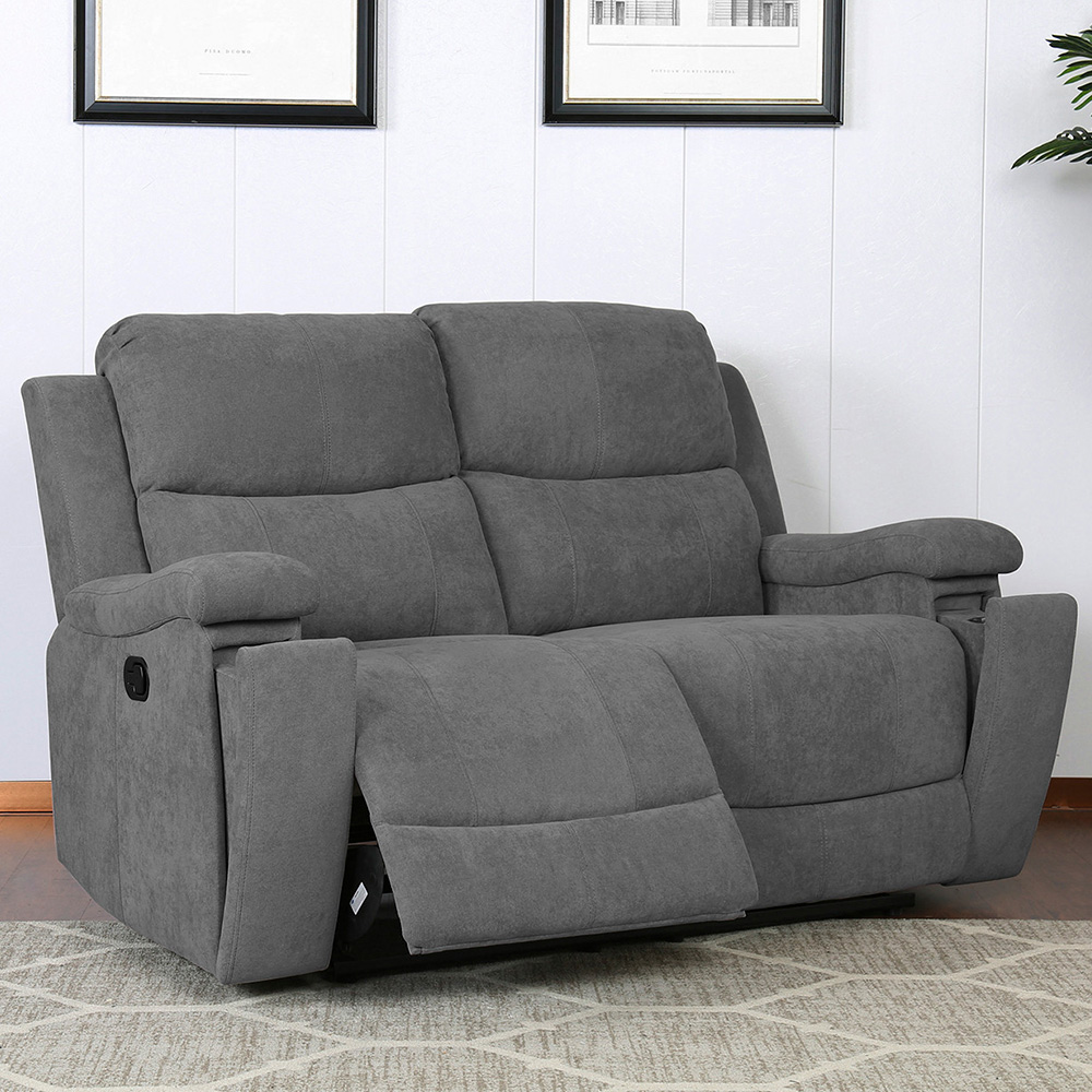 Ledbury 2 Seater Dark Grey Fabric Manual Recliner Sofa Image 3