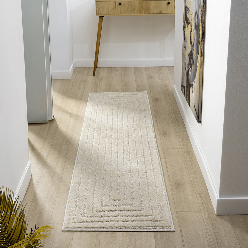 Desire Rugs Isabella Cream Embossed Geometric Rectangle Rug 80 x 150cm Image 7