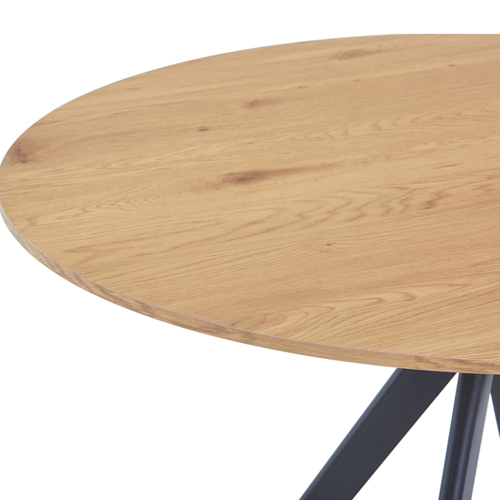 Core Products Aspen 2 Seater Round Dining Table Light Oak Effect Top and Black Image 4