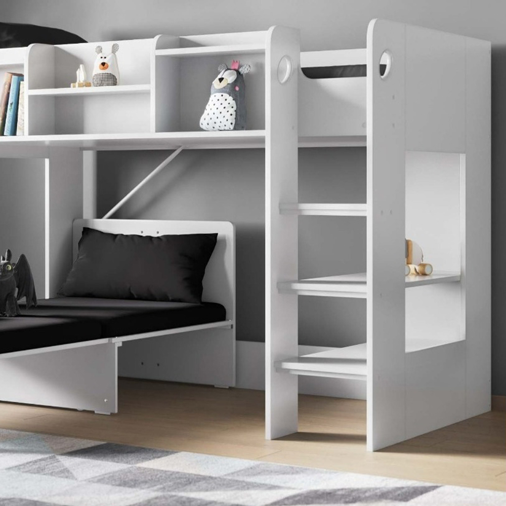 Flair Wizard White Junior High Sleeper with Black Futon Image 3