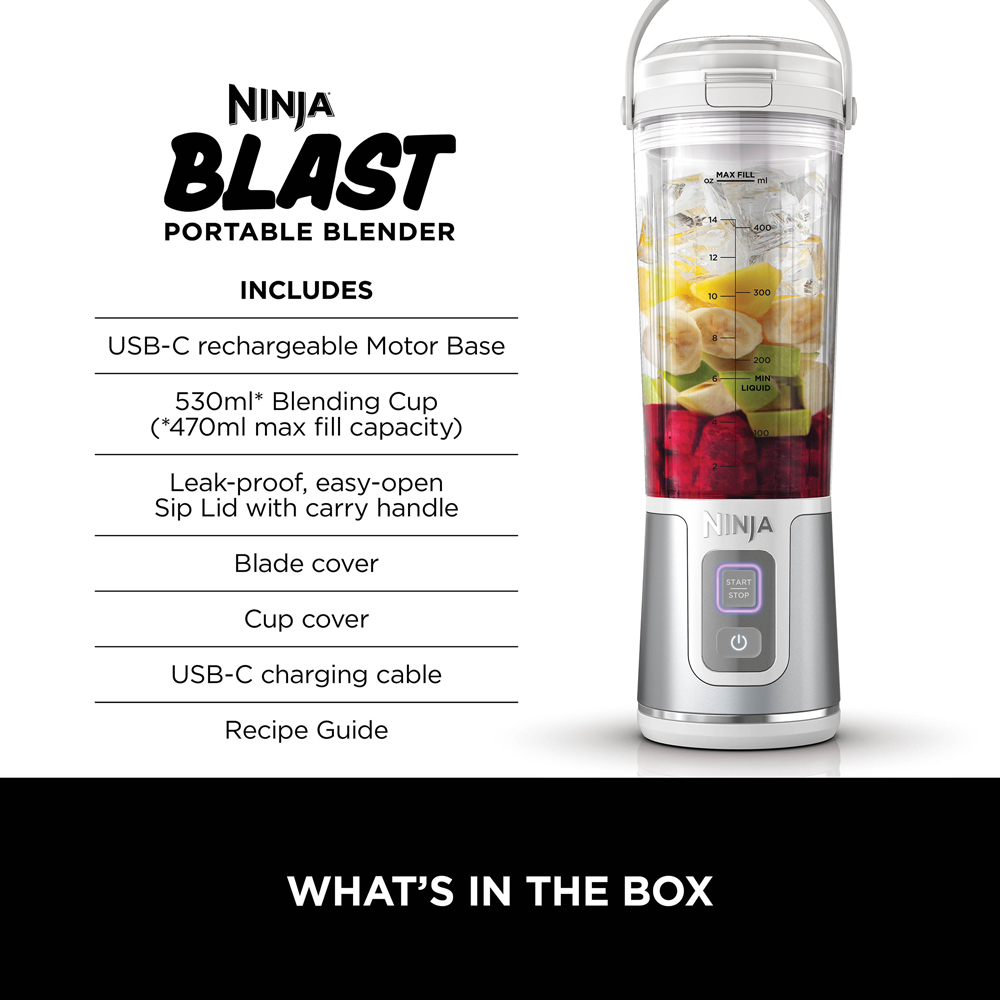 Ninja Blast BC151UKWH White 530ml Cordless Portable Blender Image 7