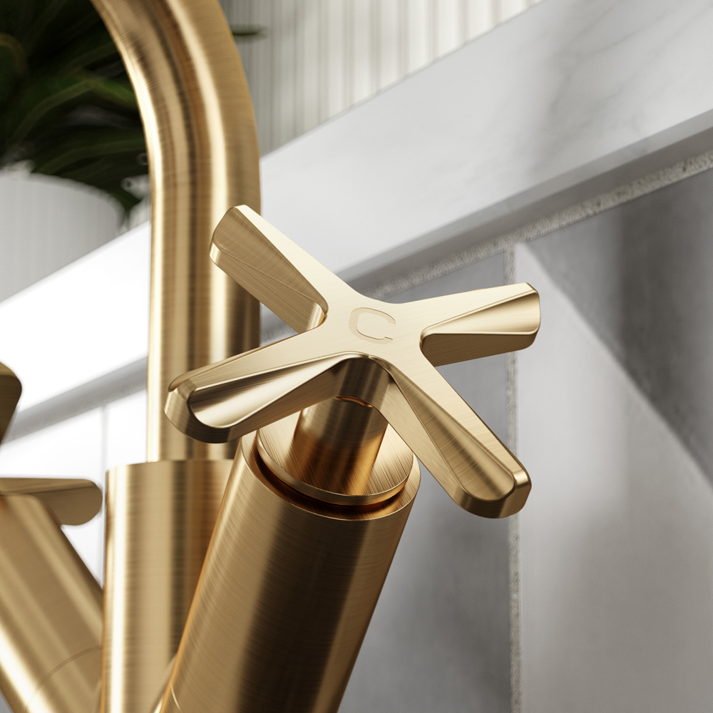 nuie Aztec Brushed Brass Mono Basin Mixer Tap Image 3