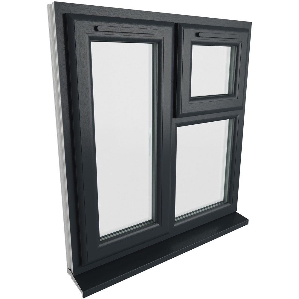 Crystal uPVC Triple Glazed Window LH Side Hung and Top Opener Grey White Clear Glass 905x965mm Image 9