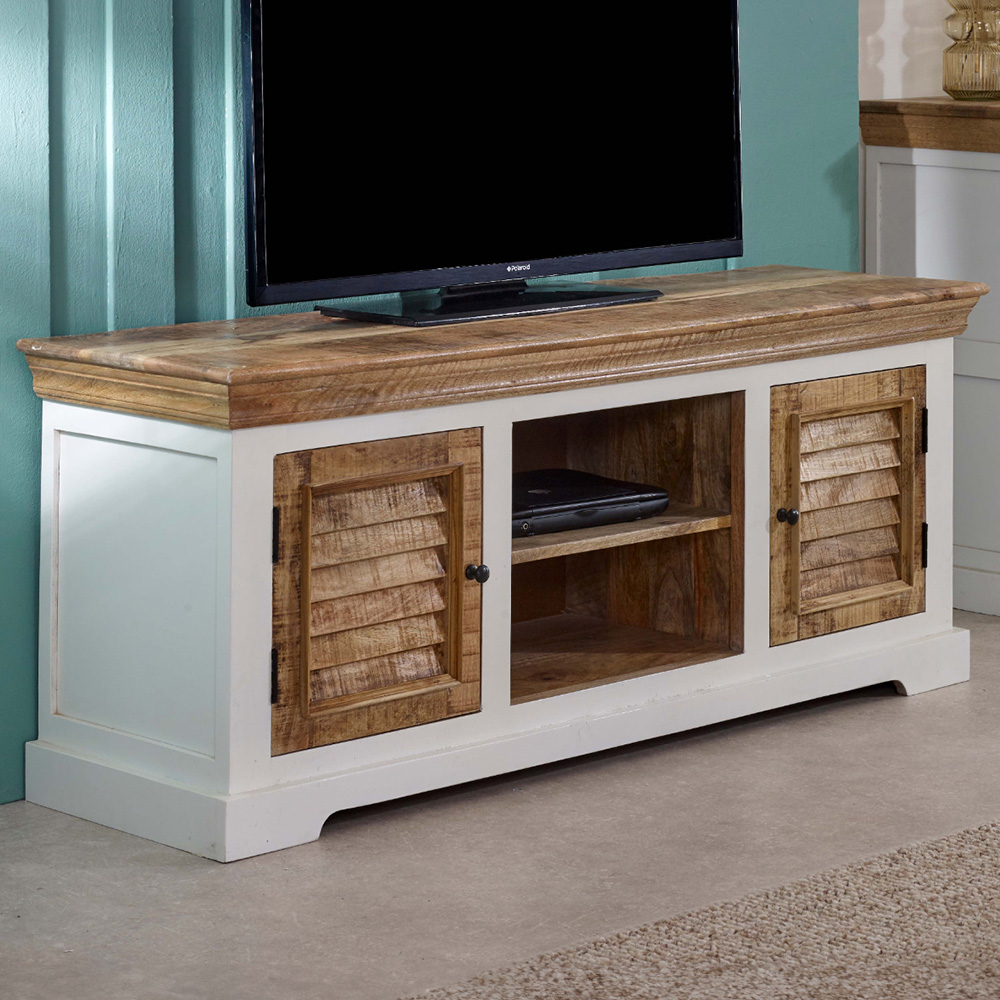 Brooklyn Alfie 2 Door 2 Shelf Solid Mango Wood TV Cabinet Image 1