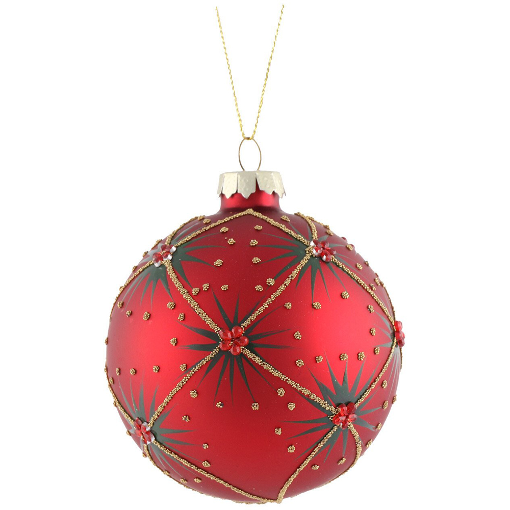 Matte Patterned Bauble Red Image 2