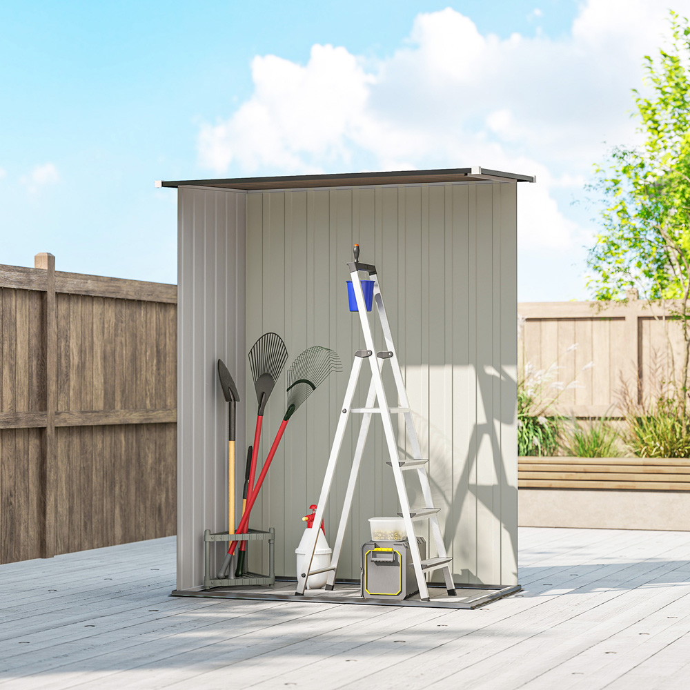 Outsunny 4.6 x 3ft Brown Metal Pent Garden Shed Image 4
