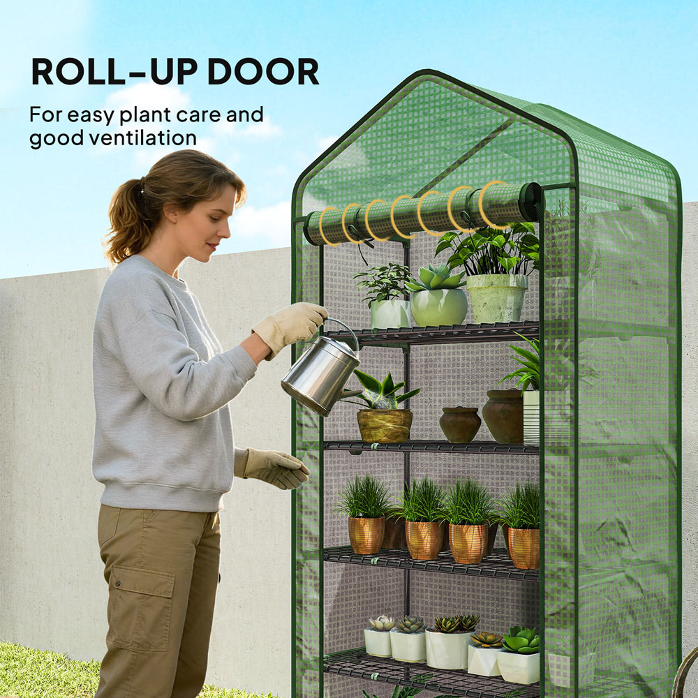 Outsunny Green PE 3 x 1.6ft 5-Tier Widened Greenhouse Image 6