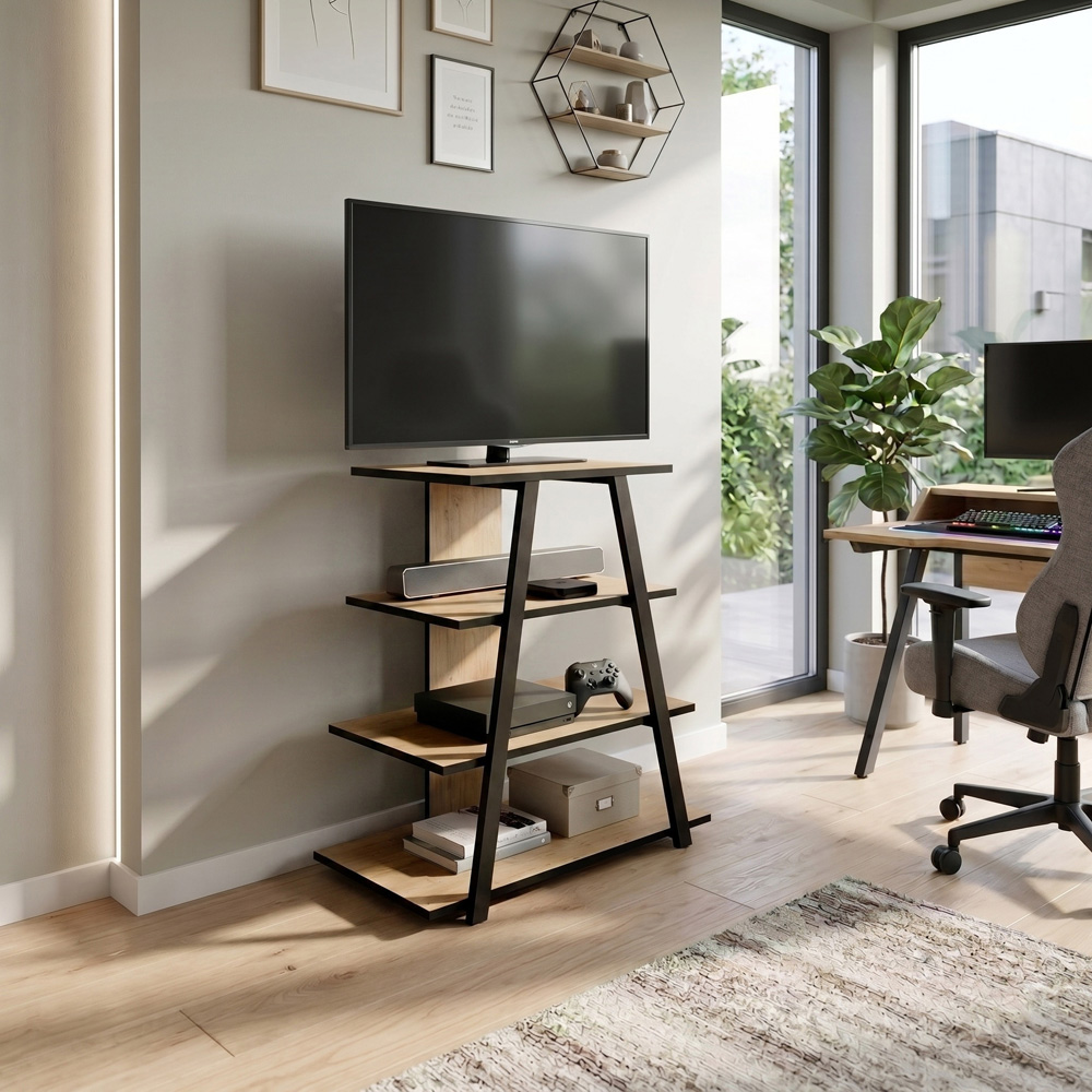 Decortie Lyno Oak 3 Shelf Mini TV Unit Image 5
