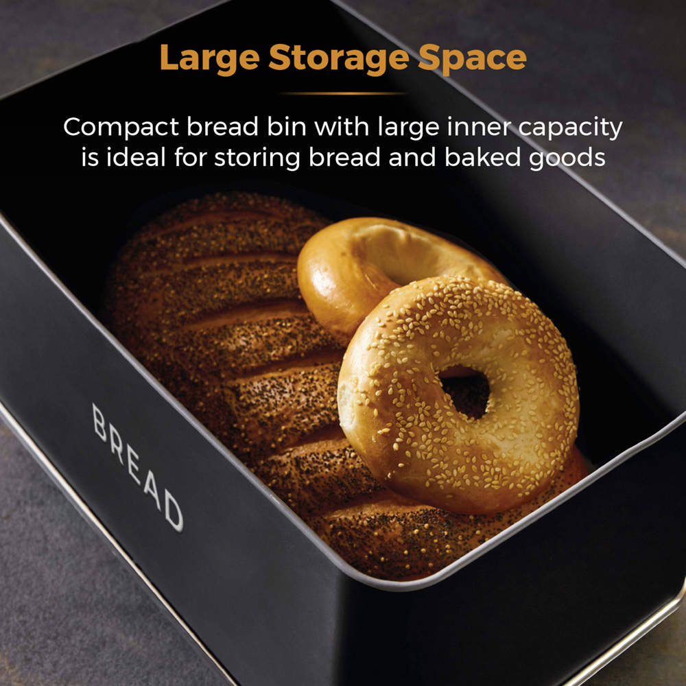 Tower Renaissance 16L Black and Chrome Bread Bin Image 3
