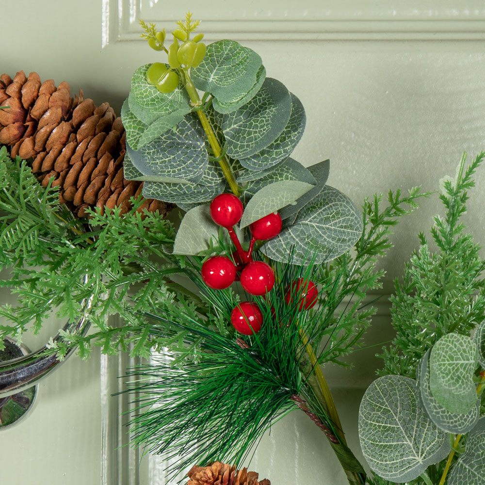 Samuel Alexander Eucalyptus Wreath with Red Berries and Pinecones 50cm Image 4
