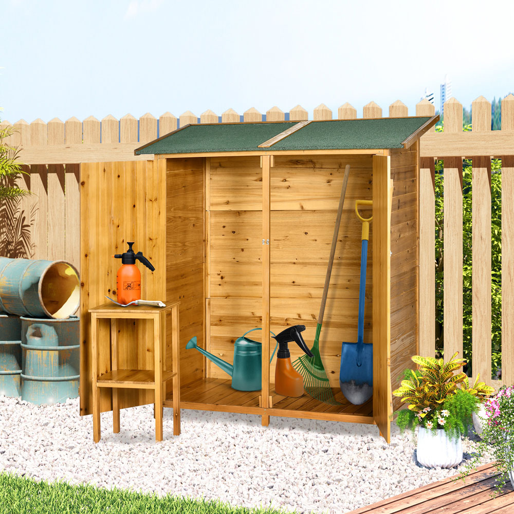 Outsunny Wooden Garden Storage Shed Cabinet with Asphalt Roof Image 2