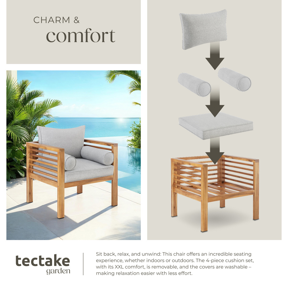 tectake Boka Wooden Frame Garden Chair Image 7
