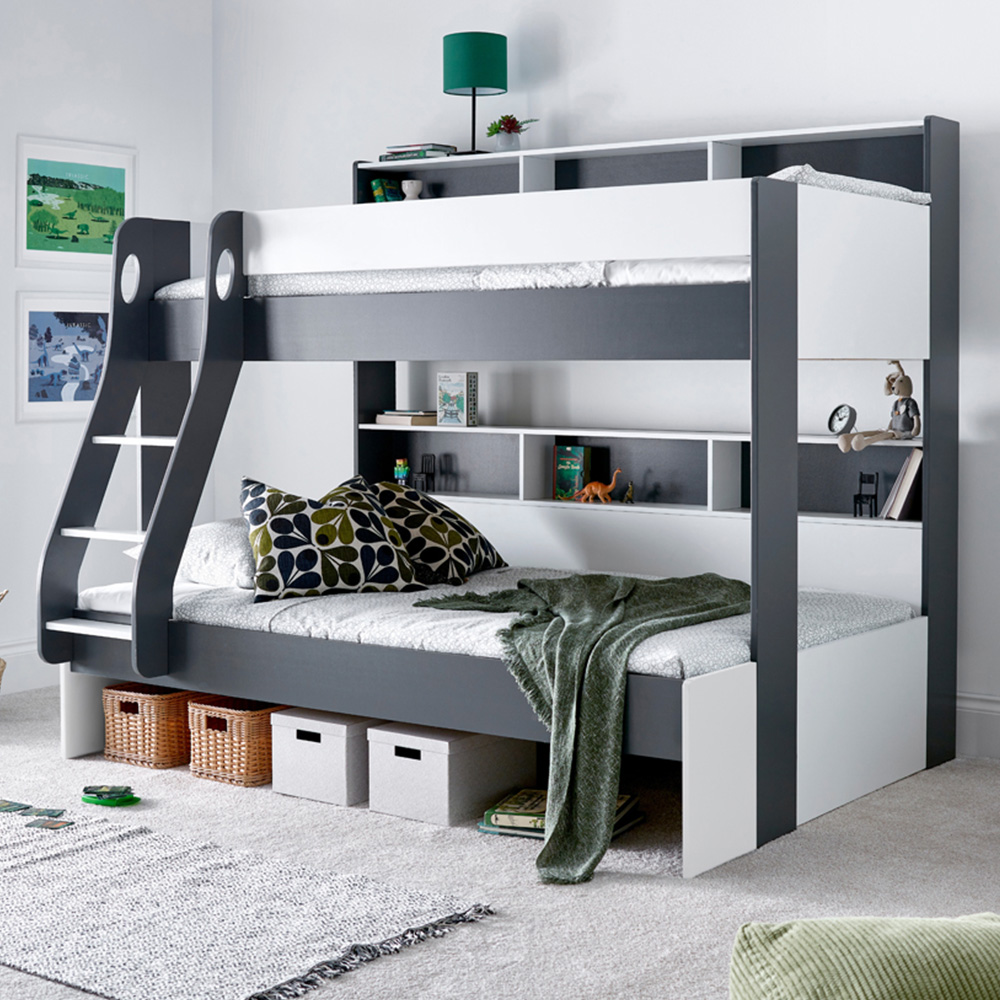 Bedmaster Oliver Triple Sleeper Grey and White Bunk Bed with Memory Foam Mattresses Image 8