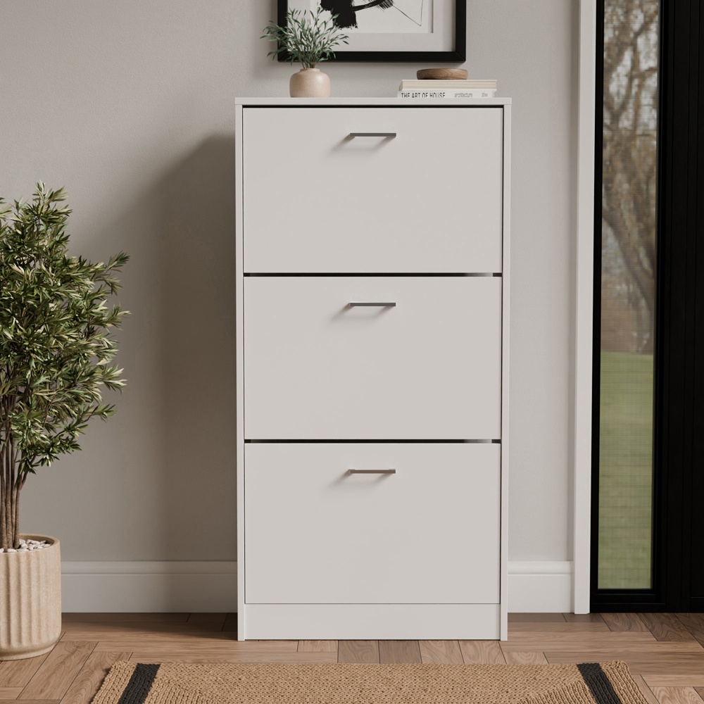 GFW Stirling 3 Tier White Shoe Cabinet Image 7