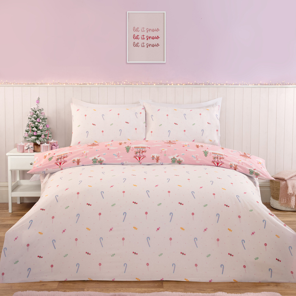 Gingerbread Fairground Duvet Set Pink King Image 2