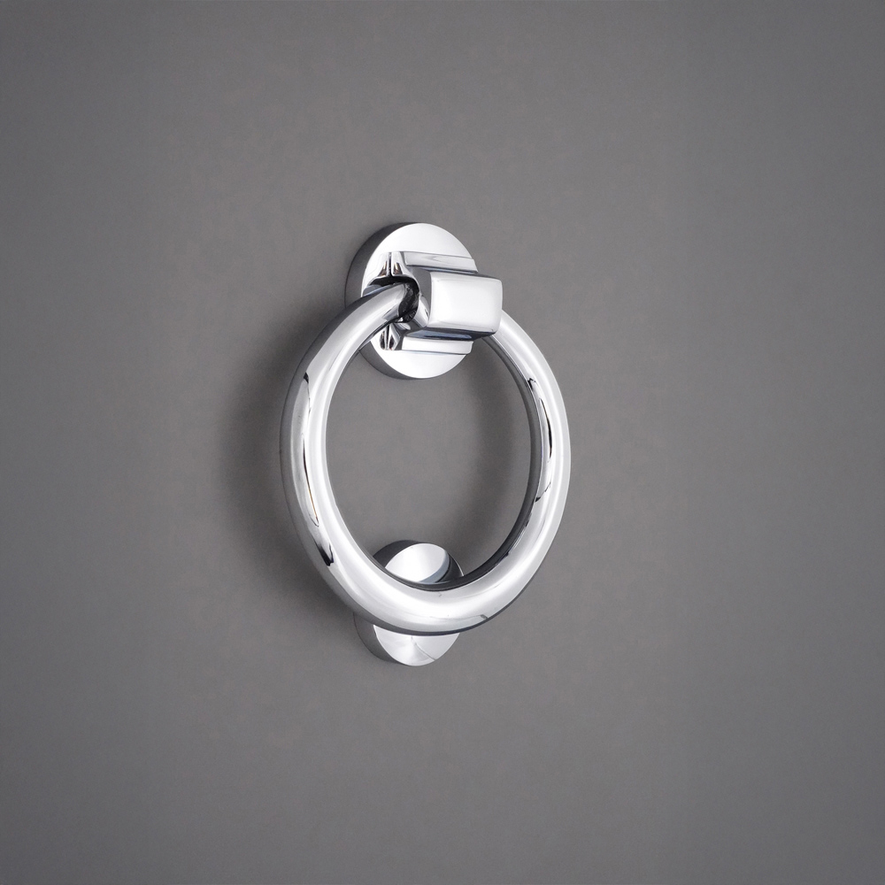 Spira Brass Polished Chrome Ring Door Knocker Image 2