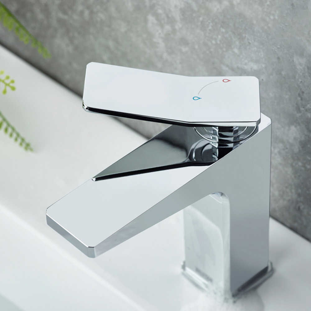 Bristan Tangram Chrome Cool Start Basin Mixer with Clicker Waste Image 4