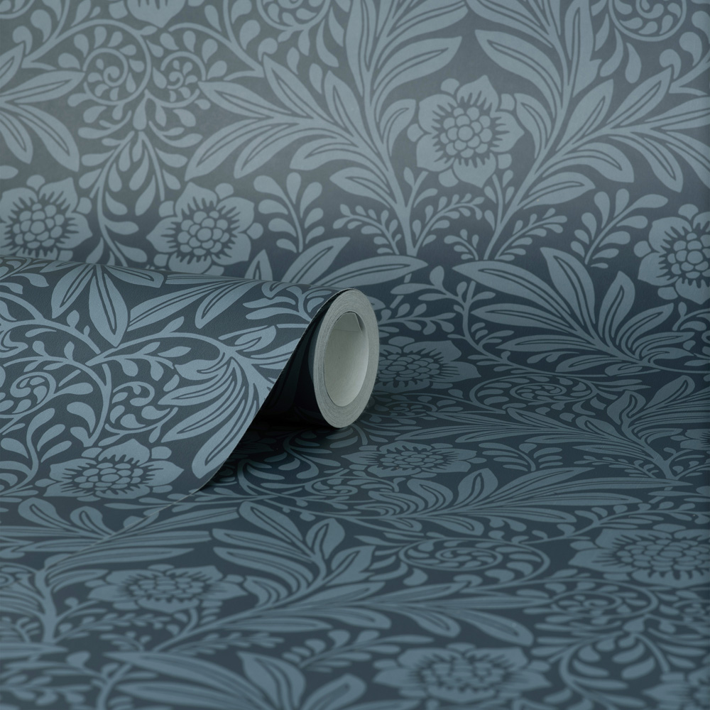 Crown Camille Damask Navy Wallpaper Image 2