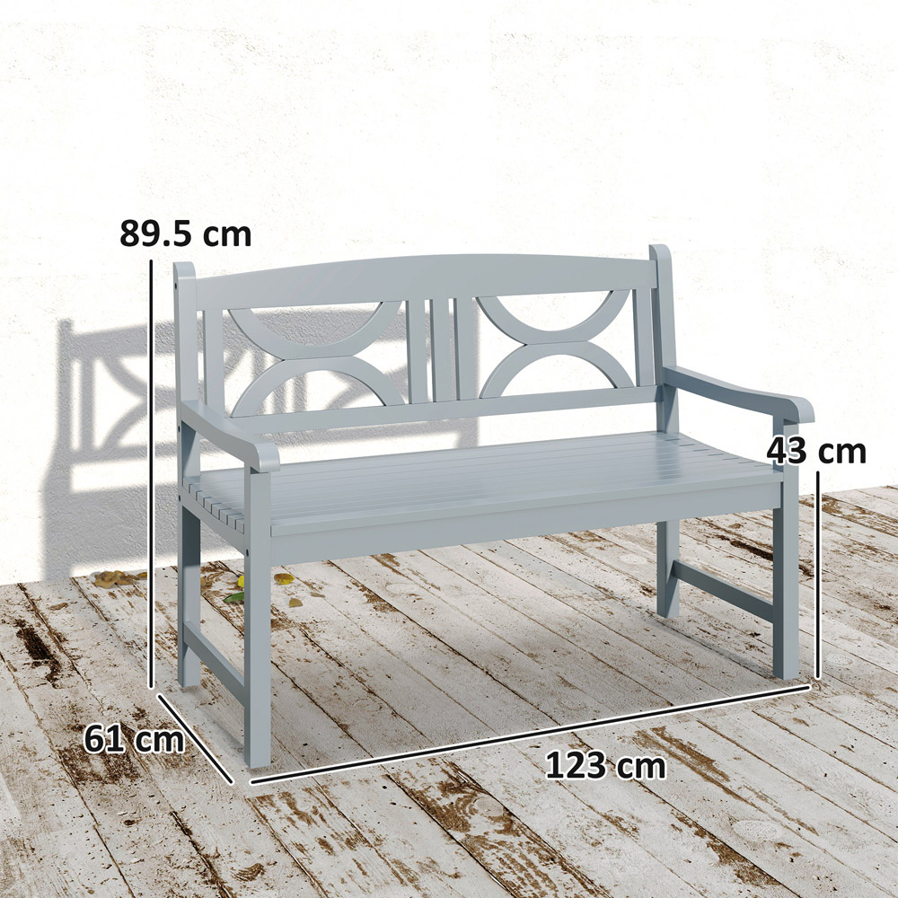 Outsunny 2 Seater Grey Wooden Outdoor Garden Bench Image 9