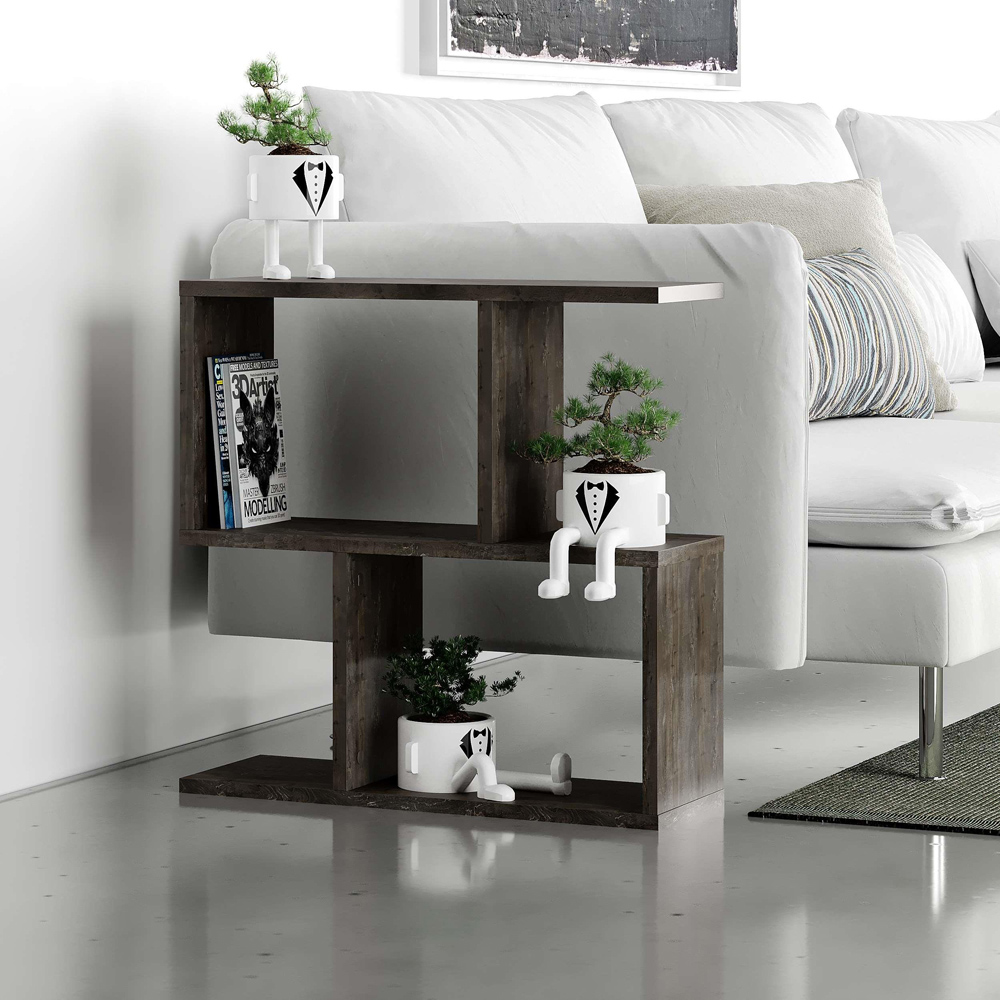 Decortie Homemania 4 Shelf Dark Coffee Wooden Side Table Image 7