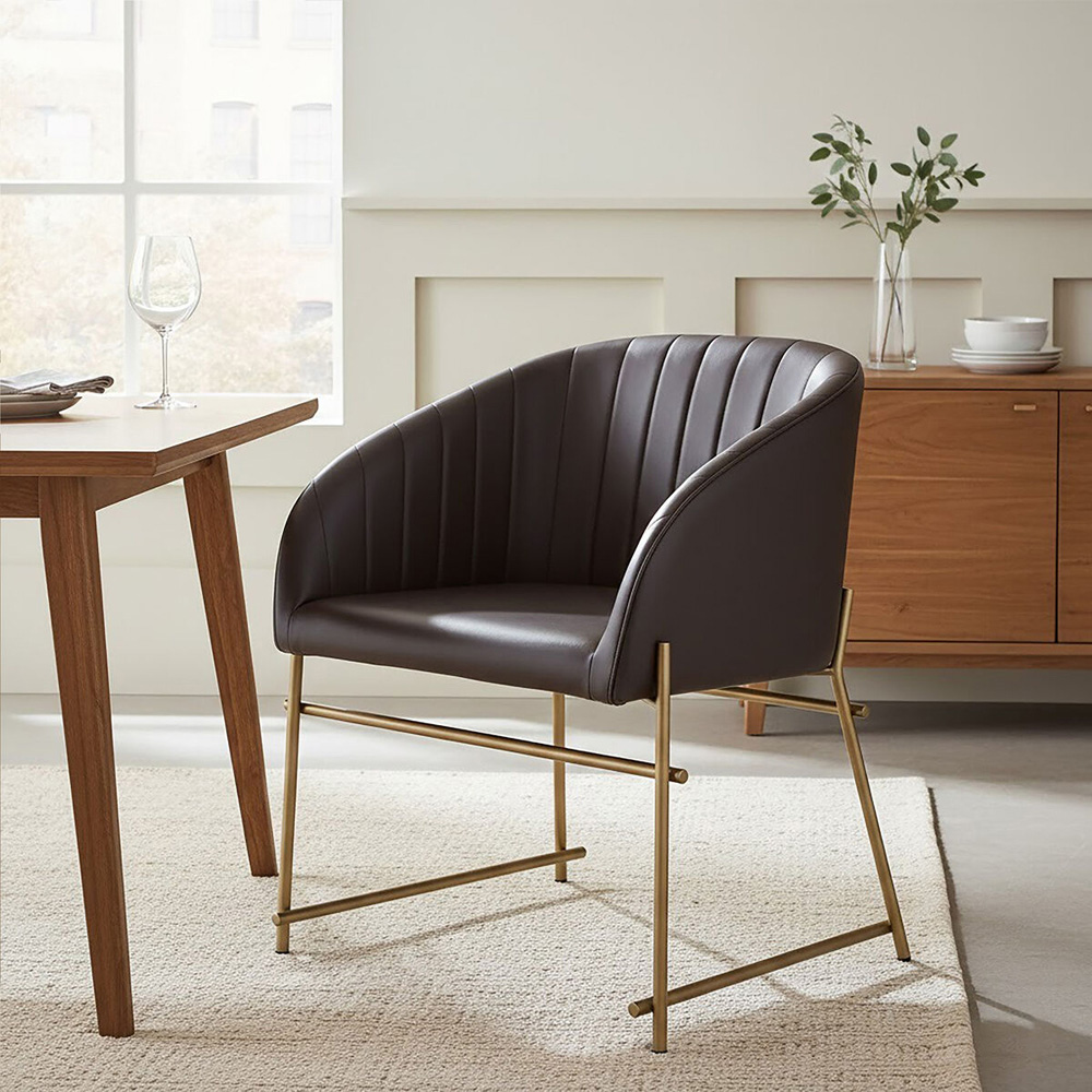 Premier Housewares Delta Brown Faux Leather Dining Chair Image 5