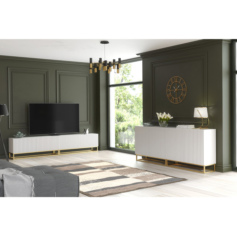 Creative Furniture Ripple Duo White 2 Fluted Door TV Unit Image 8