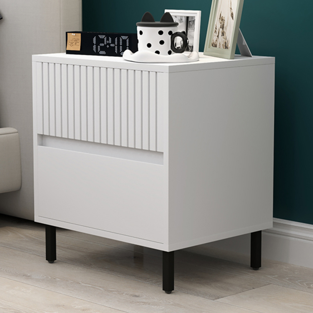 Portland 2 Drawer White Bedside Table Image 1