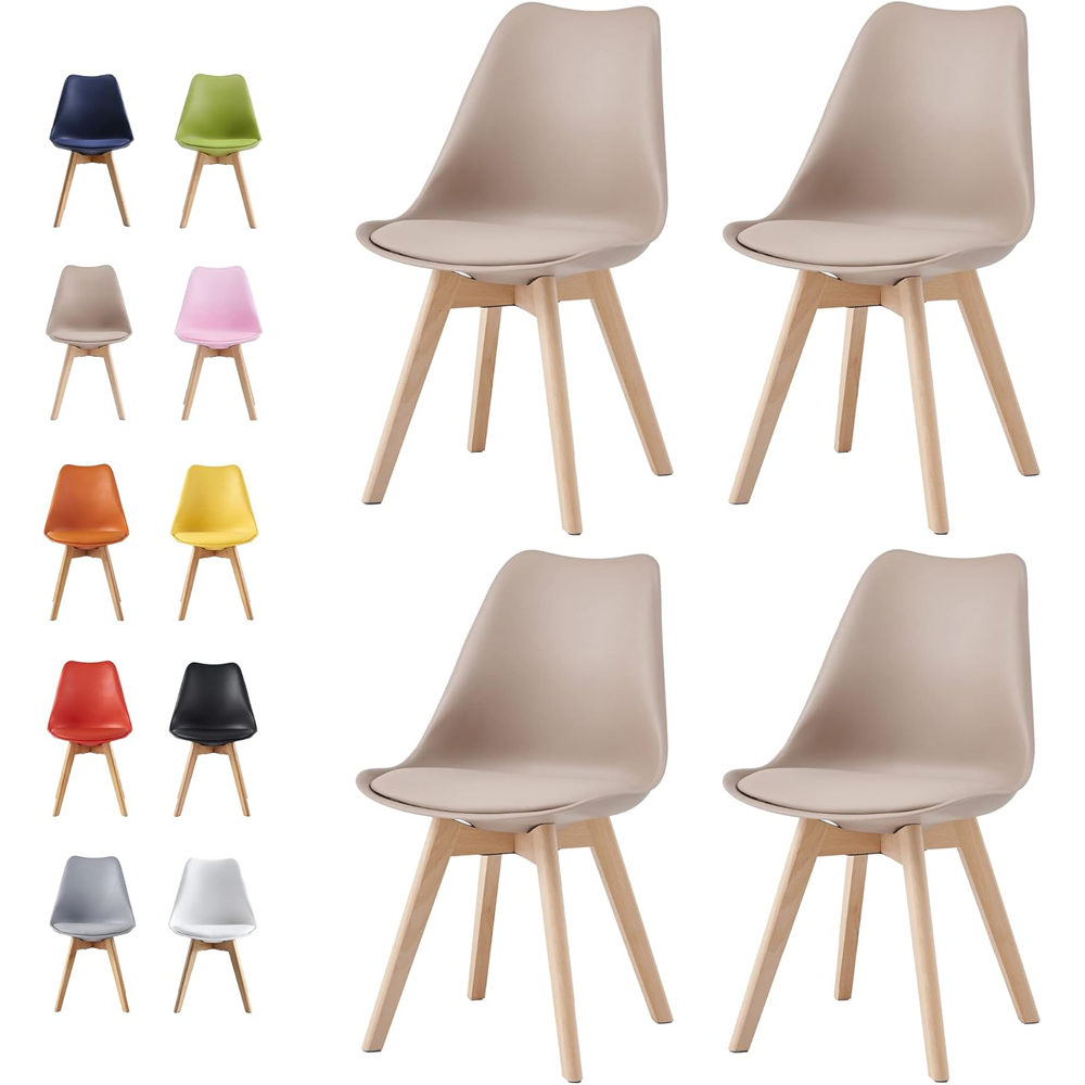 Eva Set of 4 Brown Padded Dining Chairs Image 7