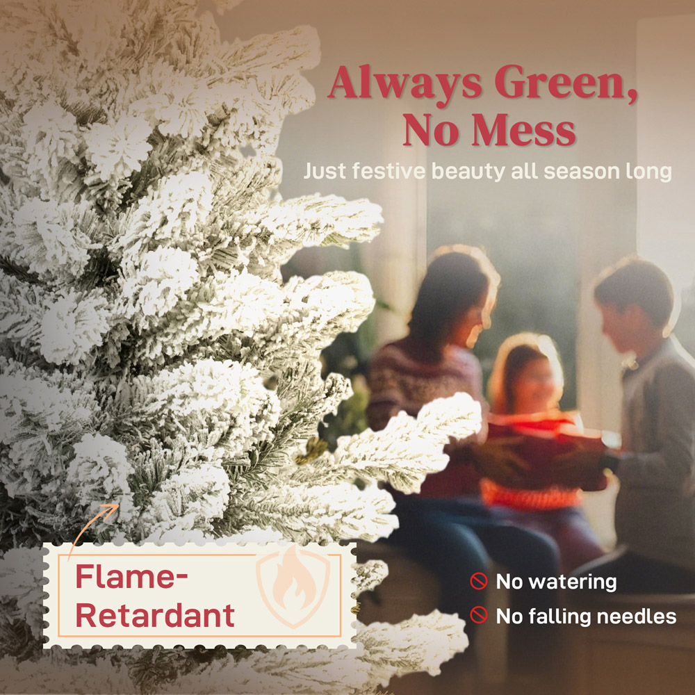 Everglow Snow Flocked Pencil Artificial Christmas Tree 7ft Image 4