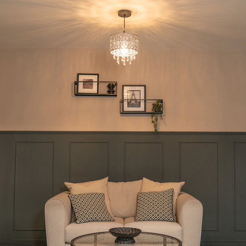 ValueLights Enna Silver Metal Droplet Easy Fit Light Lamp Shade Image 5