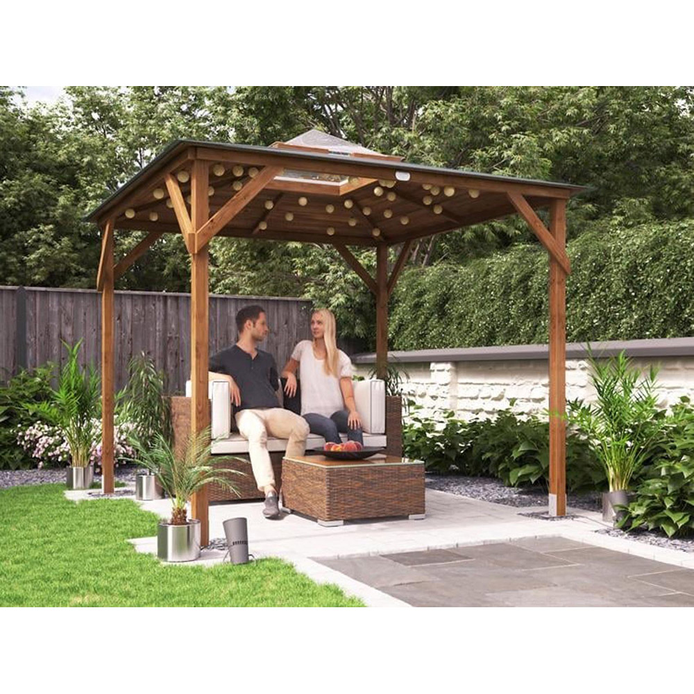 Dunster House Erin 2.5 x 2.5m Brown Wooden Superfelt Gazebo with Perspex Dome Roof Image 6