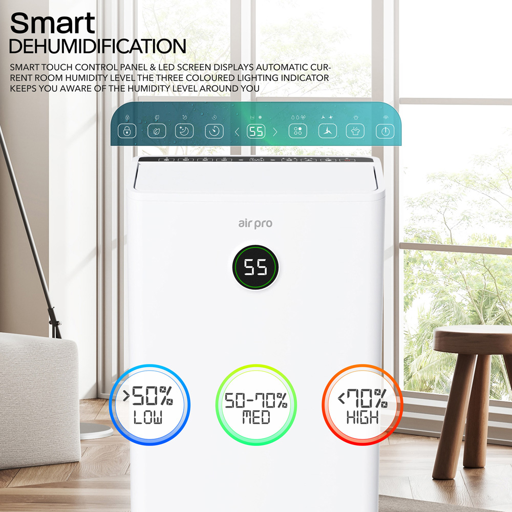 Air Pro White Portable Electric Digital Dehumidifier 25L Image 3