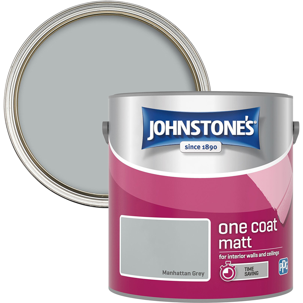 Johnstone's One Coat Manhattan Grey Matt Paint Image 1