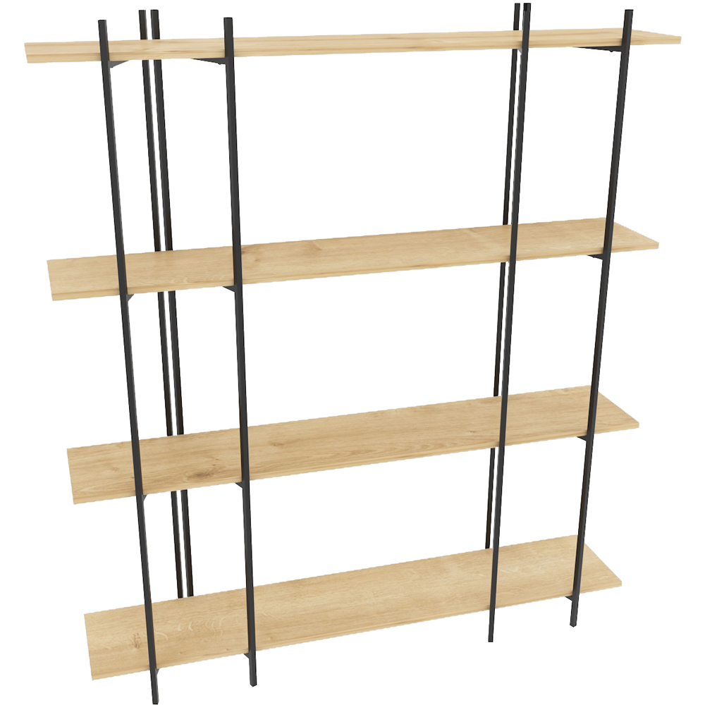Decorotika Moss 4 Shelf Oak and Black Bookcase Image 2