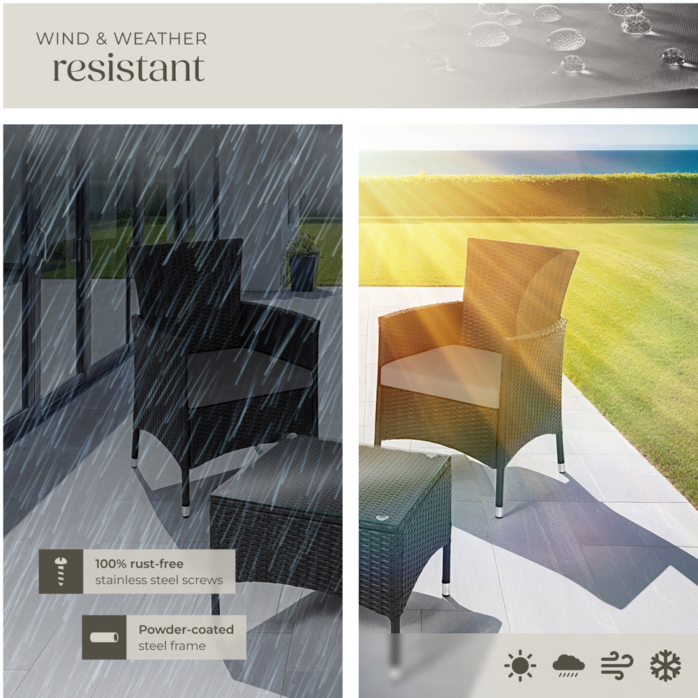 tectake Lucerne 2 Seater Black Garden Bistro Set Image 7