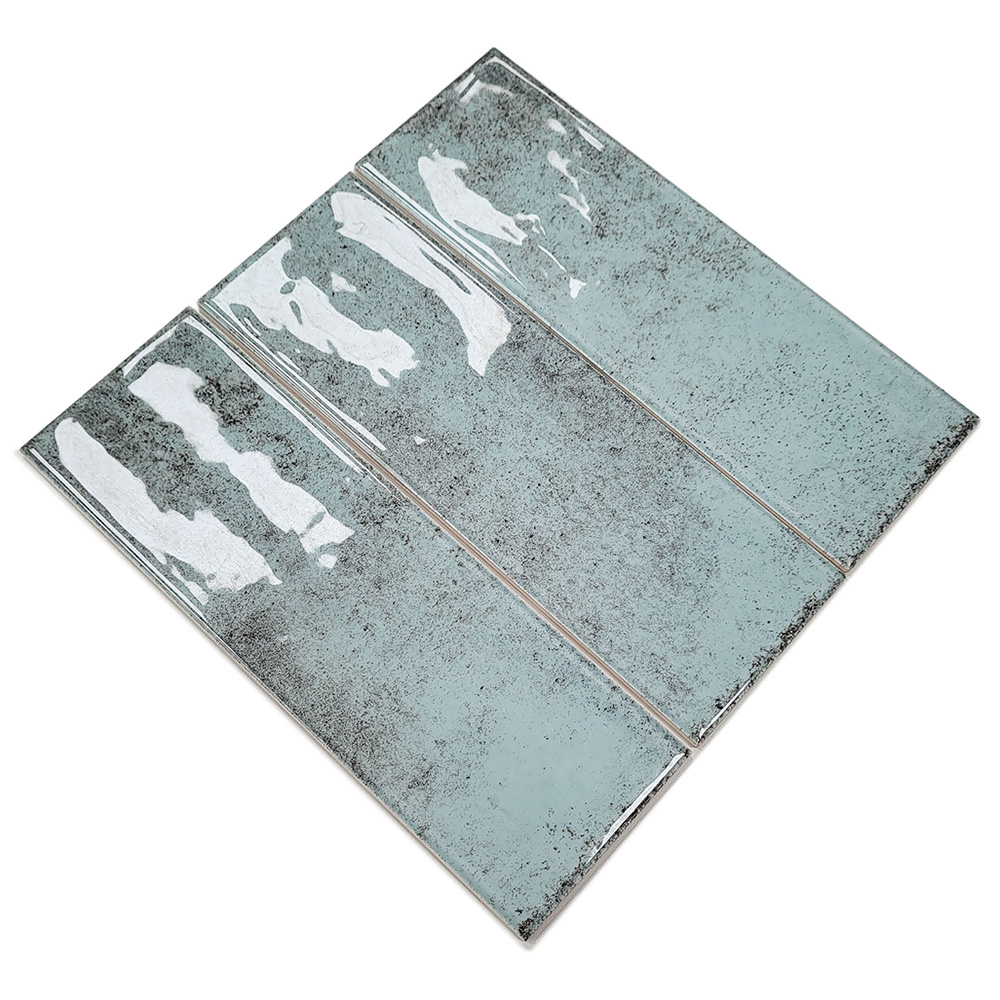Top Ceramics Metro Light Green Gloss Flat Bumpy Ceramic Wall Tile 100 x 300mm 0.84 sqm Image 2