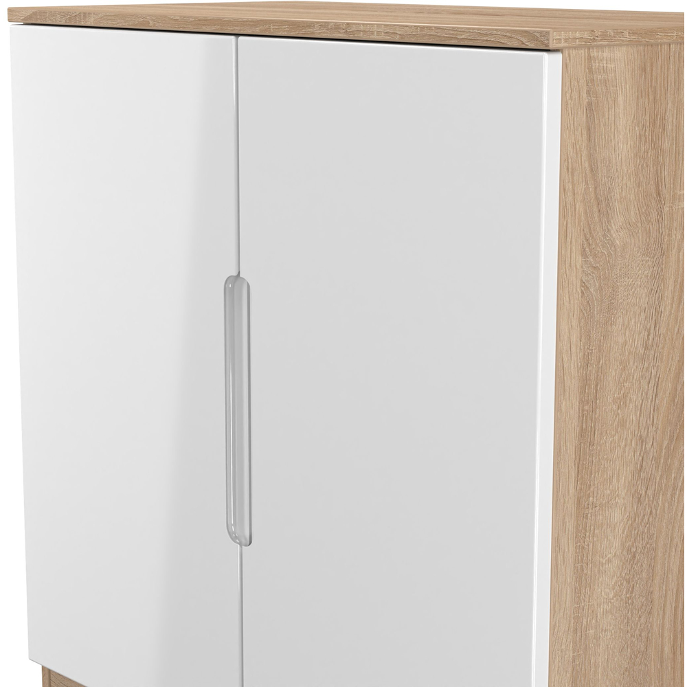 Crowndale Milan 2 Door White Gloss and Bardolino Oak Storage Cabinet Ready Assembled Image 7