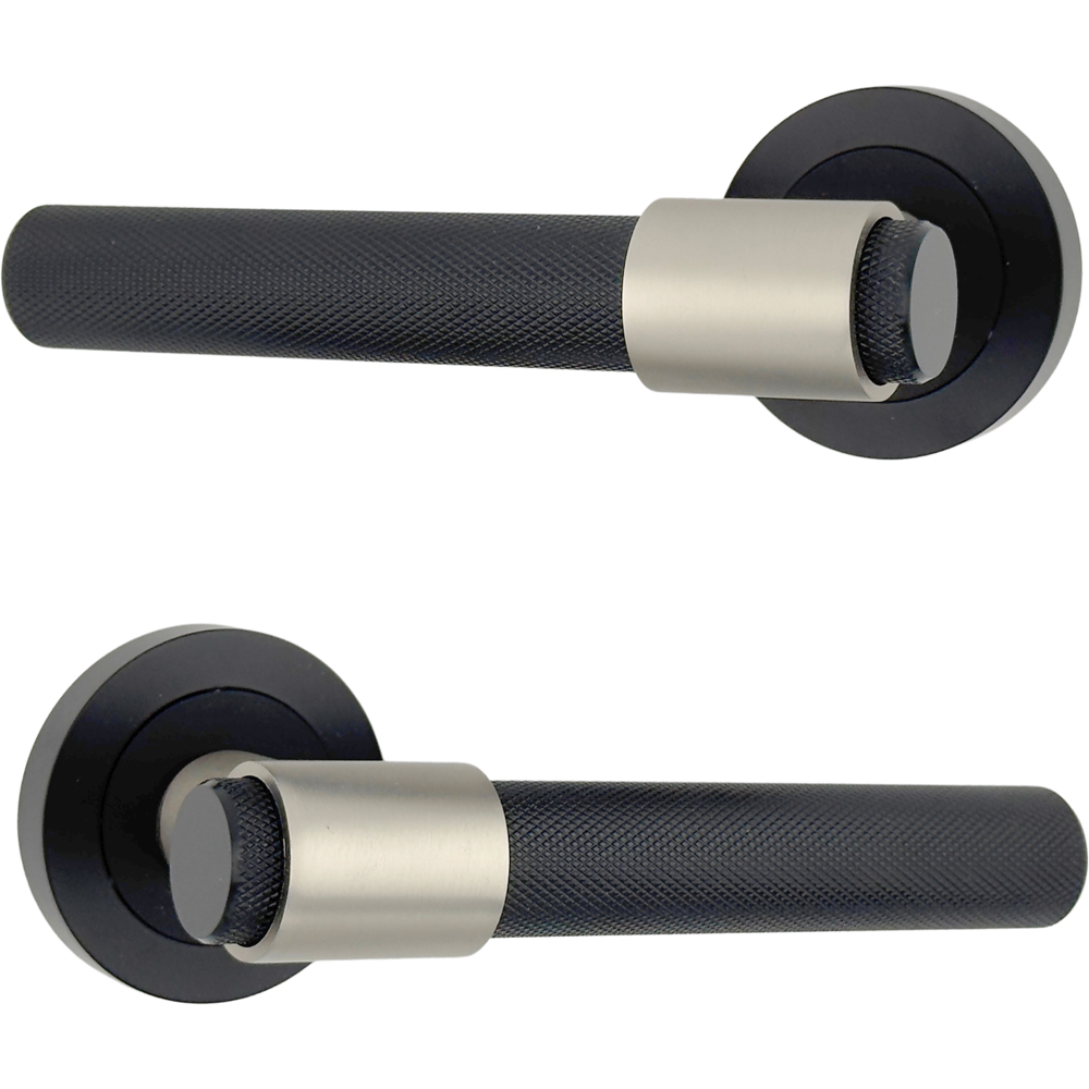AXS Hardware Dakota Black Knurled Latch Door Handle on Rose Image 3