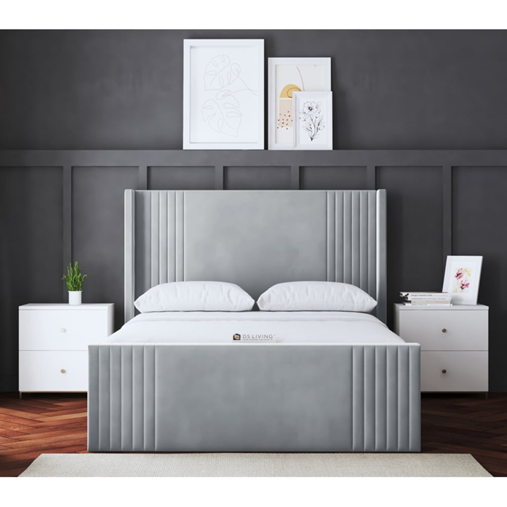 DS Living Elara Single Silver Winged Panel Ottoman Bed with Headboard Image 4