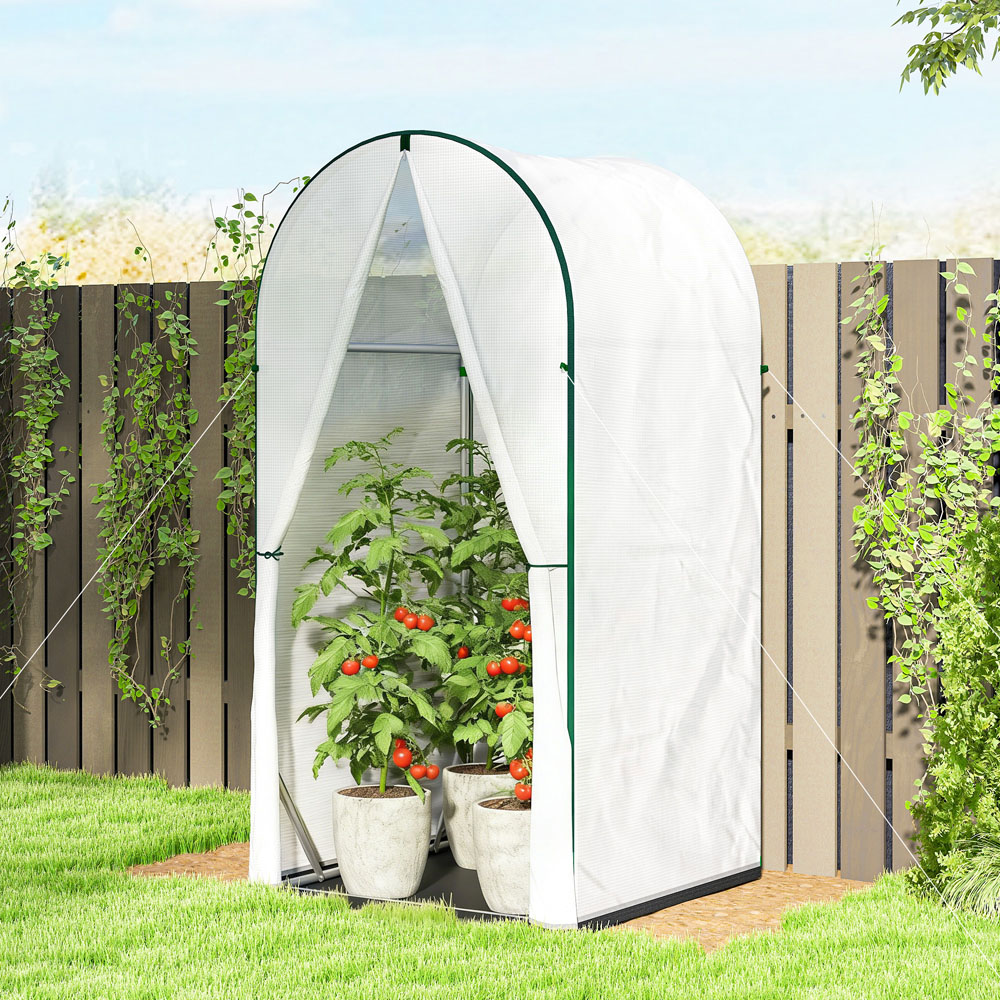 Outsunny White 3.3 x 3.3ft Mini Greenhouse with PE Base Image 2